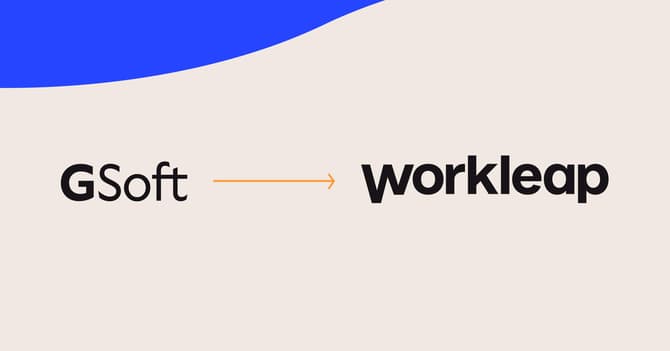 Illustration depicting GSoft transforming into Workleap, symbolizing the company's evolution