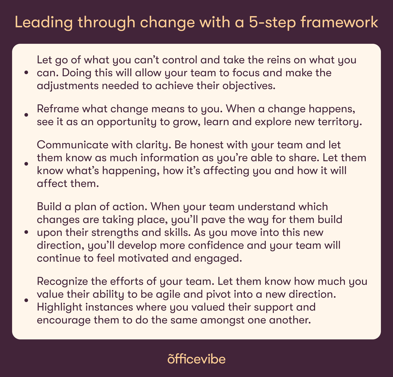 Key takeways about how to lead through change