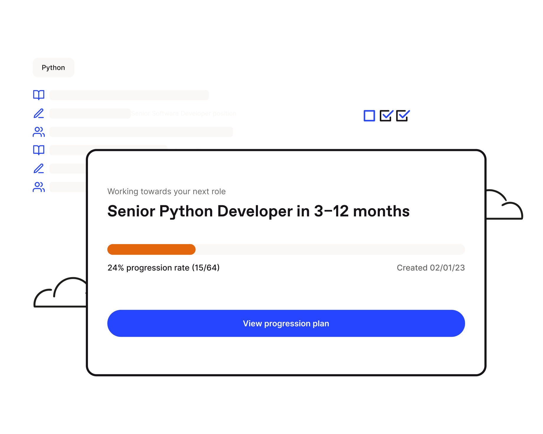 visualization of a career progression as a senior python developer