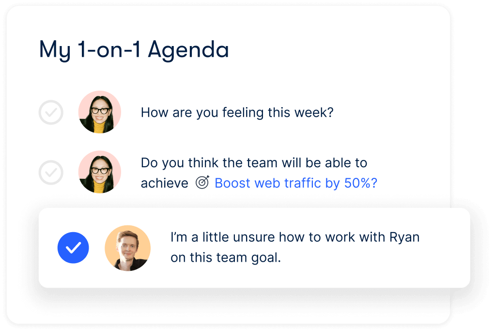 a one-on-one meeting agenda in the Officevibe software