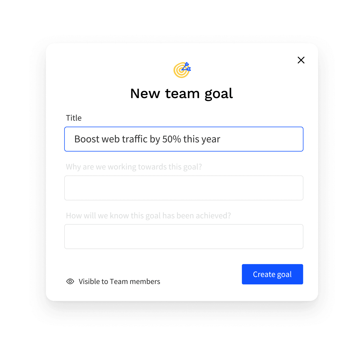 Screenshot of the Team goal setting in the Officevibe app