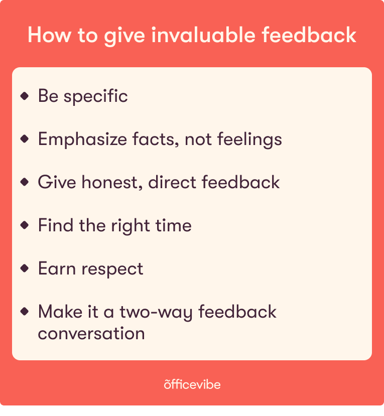 How to give invaluable employee feedback infographic